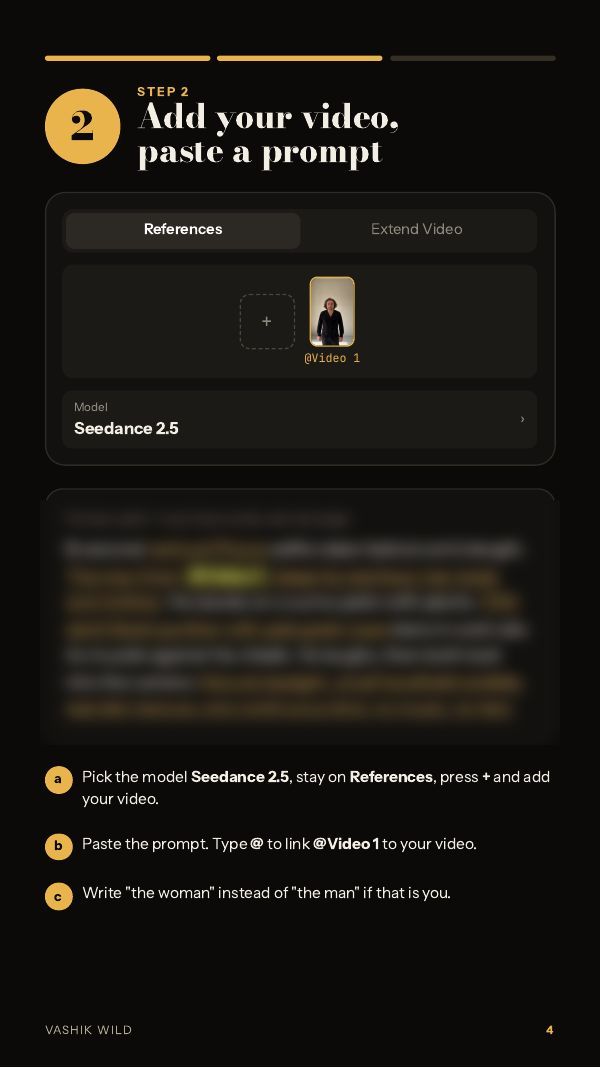 Page 4: add your video and paste the prompt
